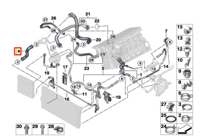 new bmw 6 gran coupe f06 coolant hose pipe 17127605640 original