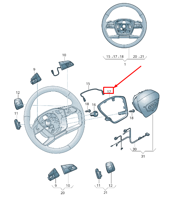 NEW AUDI E-TRON GEN STEERING WHEEL TRIM RING 4N0419689B6PS ORIGINAL