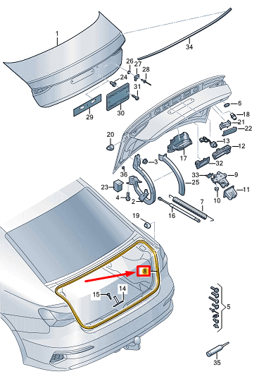 new audi a3 sportback 8y rear tailgate rubber seal 8y5827705c original