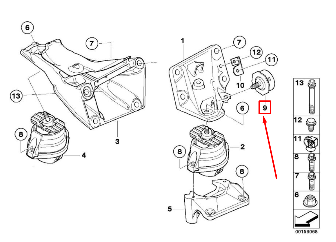 new bmw 3 e90 left engine mount isolator 22116770548 6770548 original