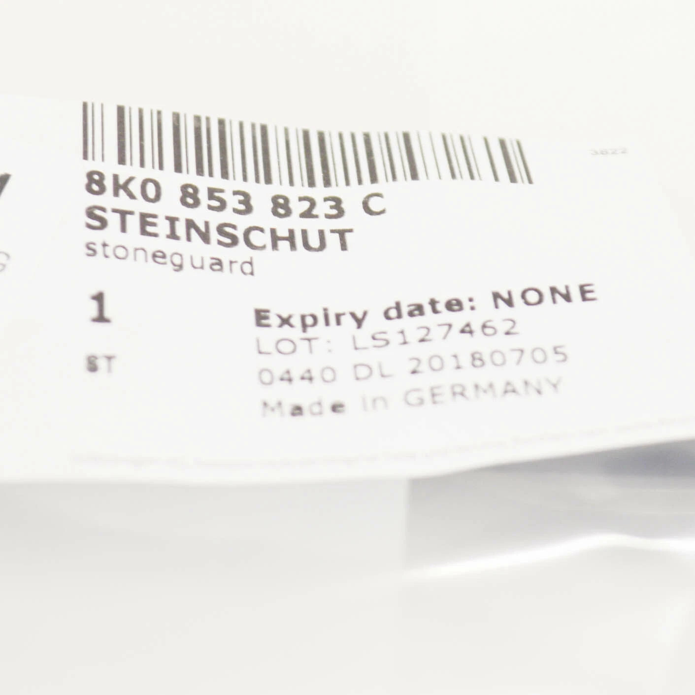 NEW AUDI A4 B8 FRONT SIDE MEMBER LEFT STONE CHIP GUARD 8K0853823C ORIGINAL