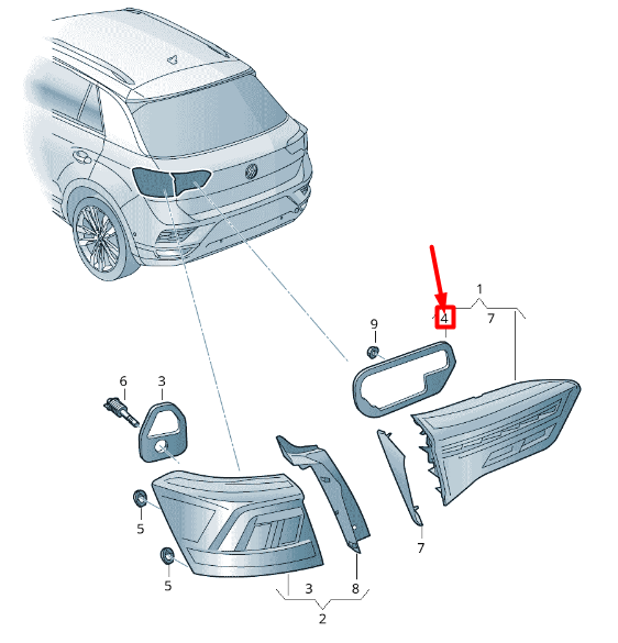 NEW VOLKSWAGEN T-ROC A11 REAR LEFT OUTER TAILLIGHT TRIM 2GA945311 ORIGINAL