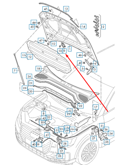 NEW AUDI Q3 F3 BONNET FRONT HOOD LEFT STRIKER 81A823185A 2019 ORIGINAL