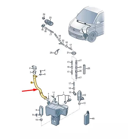 NEW VOLKSWAGEN TRANSPORTER T6 WASHER RESERVOIR TANK FILLER NECK 7E0955463B GENU