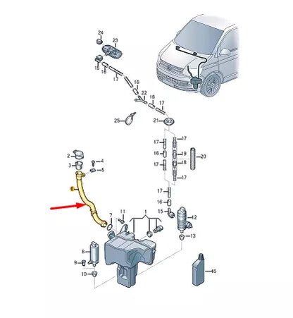 NEW VOLKSWAGEN TRANSPORTER T6 WASHER RESERVOIR TANK FILLER NECK 7E0955463B GENU