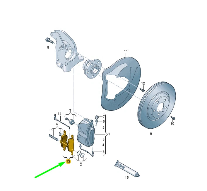 NEW AUDI A4 B9 FRONT WHEEL BRAKE PAD SET 8W0698151BB ORIGINAL