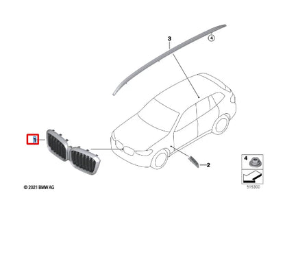 NEW BMW X3 G01 FRONT BUMPER RADIATOR GRILLE 51139881906 ORIGINAL