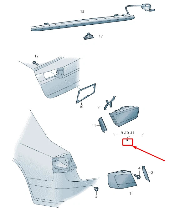 NEW AUDI A6 ALLROAD 4G REAR LEFT SIDE TAILGATE TAILLIGHT 4G9945093F ORIGINAL