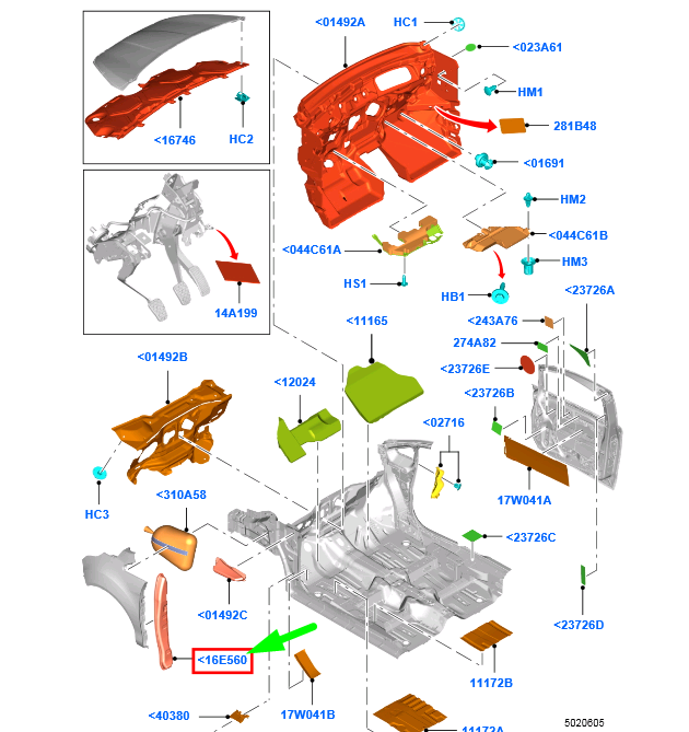 new ford b-max b232 front right fender insulator av11-r16e560-aa 1752609