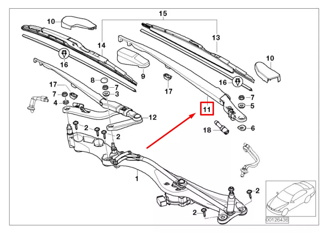 NEW BMW 7 E65, E66, E67 FRONT LEFT WIPER ARM 7208691 61617208691 ORIGINAL