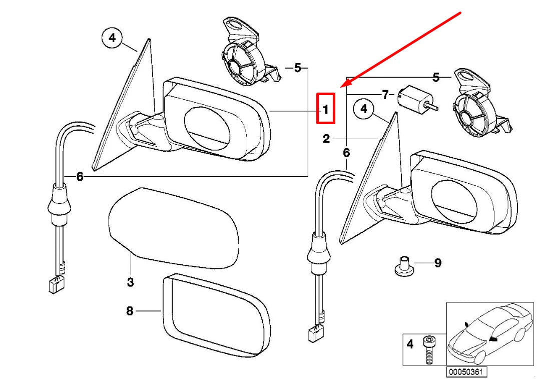NEW BMW 3 E46 FRONT RIGHT WING MIRROR 8245128 51168245128 ORIGINAL