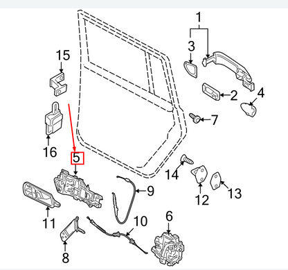 NEW VW PASSAT B6 3C REAR LEFT DOOR HANDLE SUPPORT 3C0837885J ORIGINAL