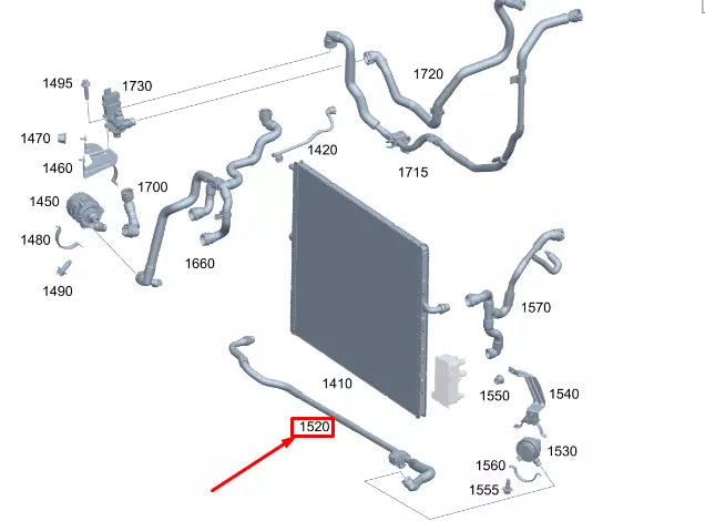 NEW MB GLE W167 PUMP TO CONNECTING POINT COOLANT LINE A1675019002 ORIGINAL