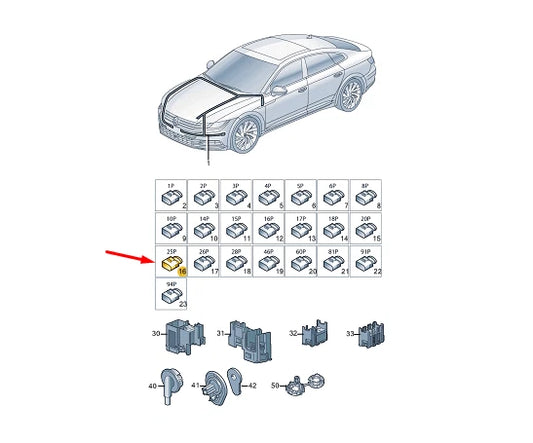 NEW VOLKSWAGEN ARTEON 3H7 25 PIN FLAT CONTACT HOUSING 1K0973213 ORIGINAL