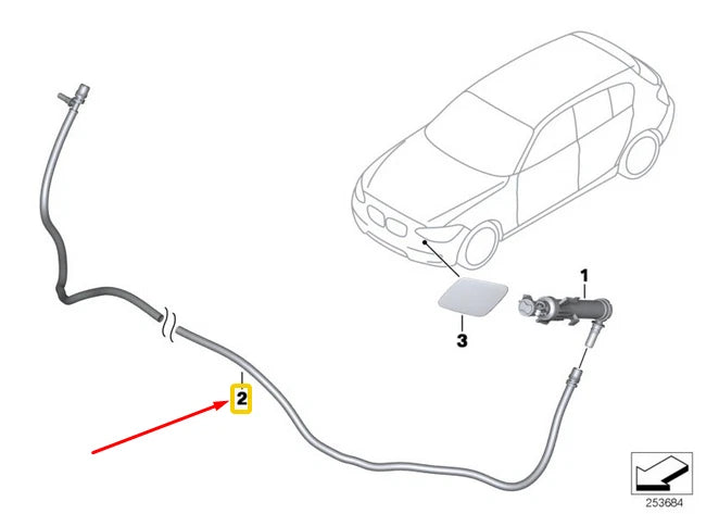 NEW BMW 1 F20 FRONT HEADLIGHT CLEANING HOSE LINE 61678058068 ORIGINAL
