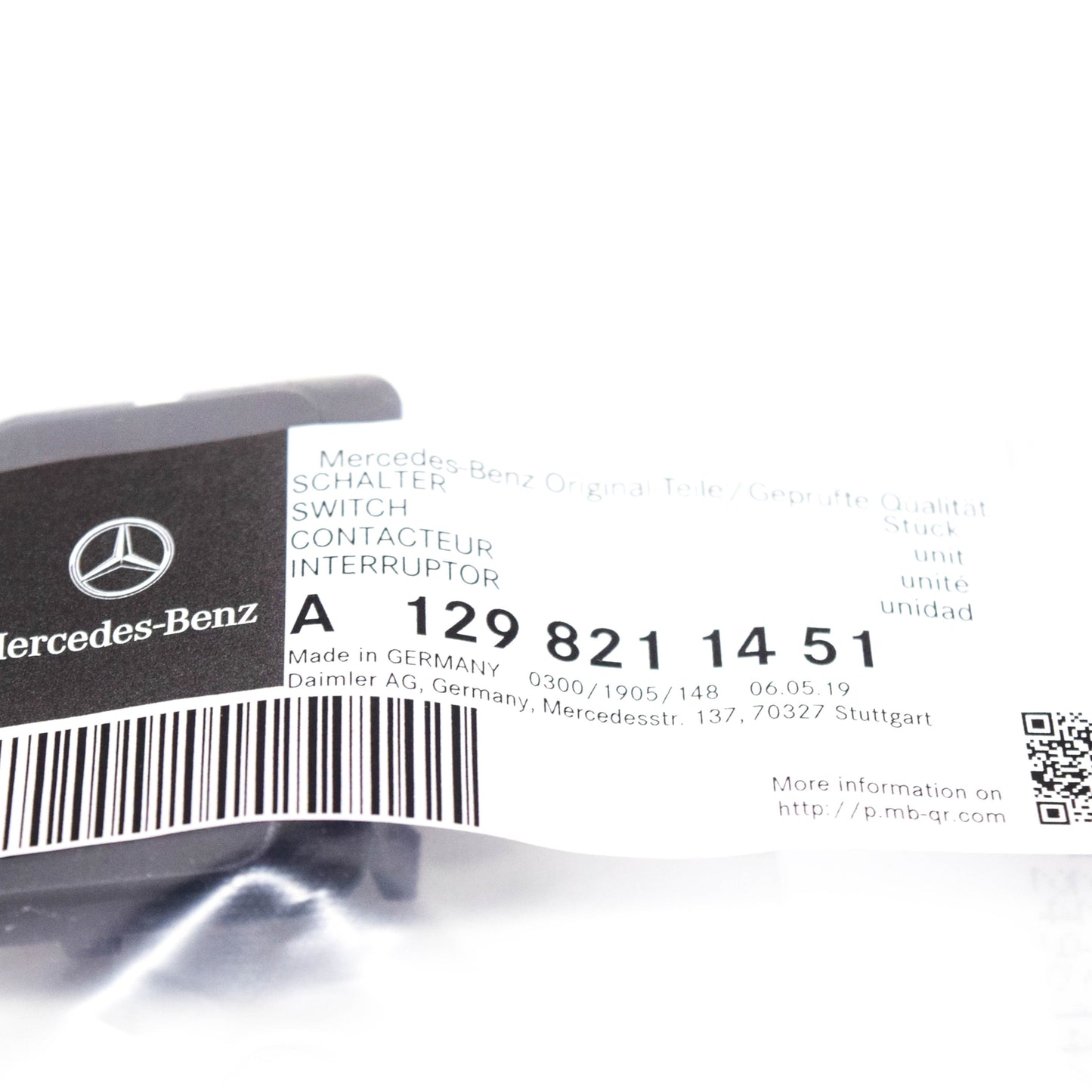 NEW MERCEDES-BENZ SL R129 FRONT ROOF RAIL TOP SWITCH A1298211451 ORIGINAL