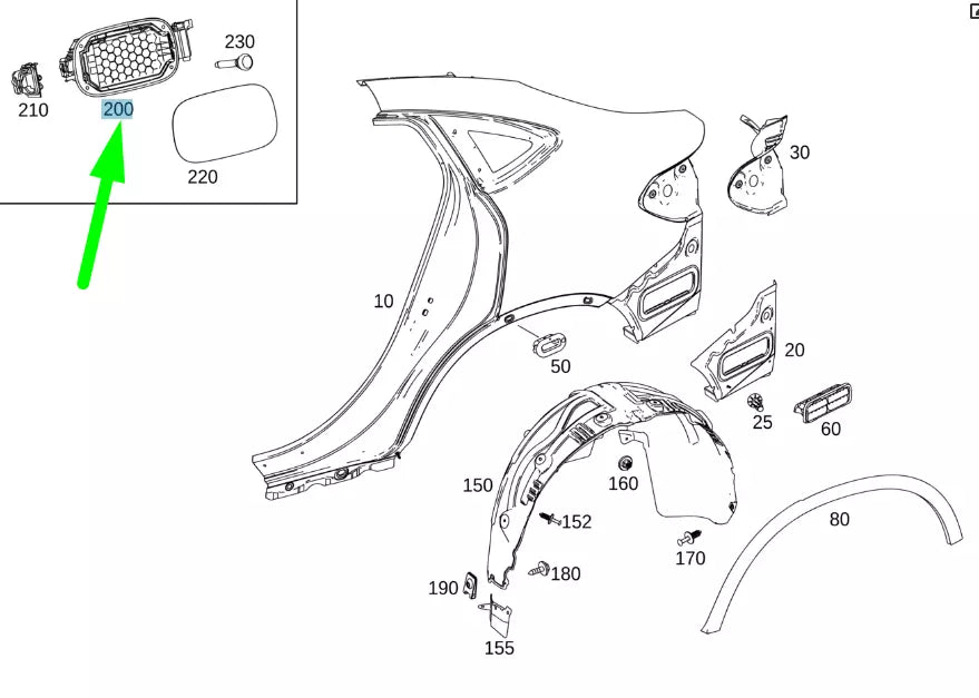 NEW MERCEDES-BENZ GLC C253 REAR FUEL FILLER RECESS A2536305602