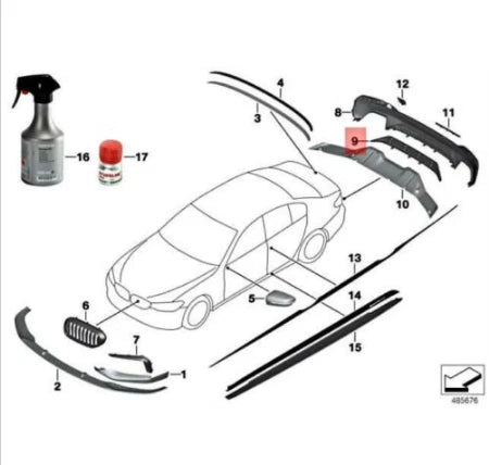 NEW BMW 5 G30 REAR BUMPER DIFFUSER M-PERFORMANCE 2412406 51192412406 ORIGINAL