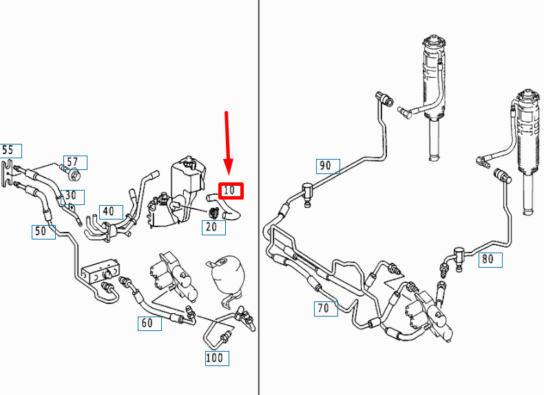 NEW MERCEDES-BENZ S W220 OIL TANK SUCTION HOSE A2209974882 ORIGINAL
