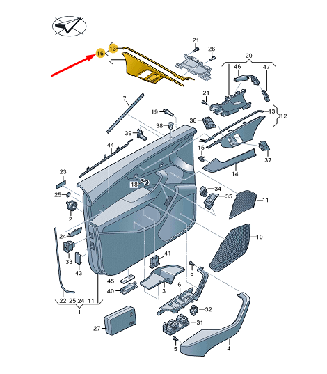 new audi a5 cabrio f5 front right door switch trim rhd 8w6959522h6ps original