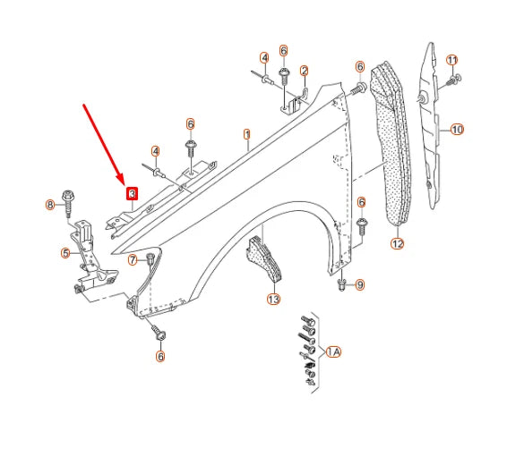 NEW AUDI A3 CONVERTIBLE 8V FRONT RIGHT FENDER BRACKET 8V5821468B ORIGINAL