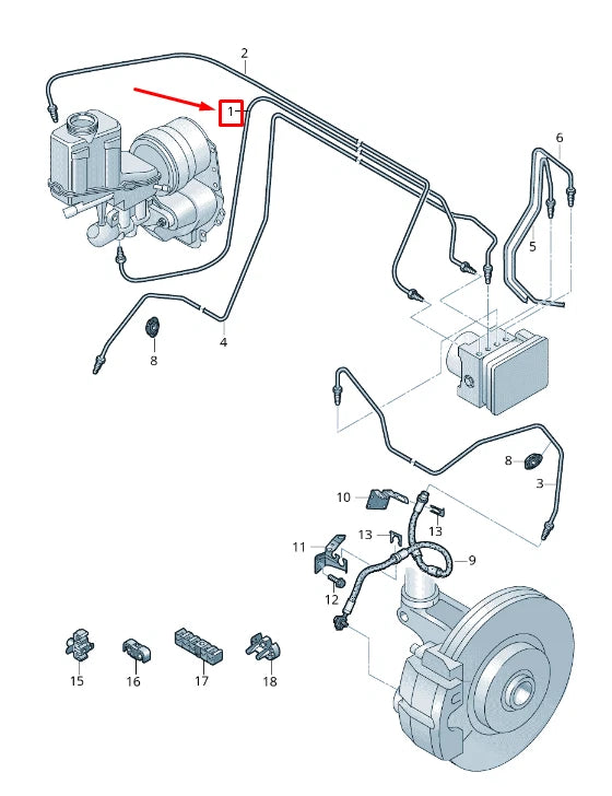 NEW AUDI Q3 F3 BRAKE PIPE FROM BRAKE CYLINDER TO HYDRAULICS 5QK614739