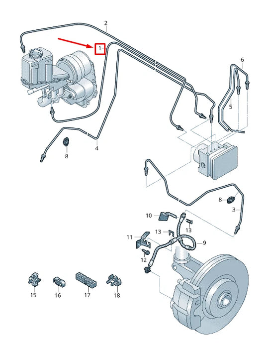 NEW AUDI Q3 F3 BRAKE PIPE FROM BRAKE CYLINDER TO HYDRAULICS 5QK614739