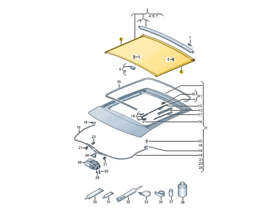 NEW VW SCIROCCO PANORAMIC ROOF SUNBLIND GUIDE REPAIR KIT 1K8898331 ORIGINAL