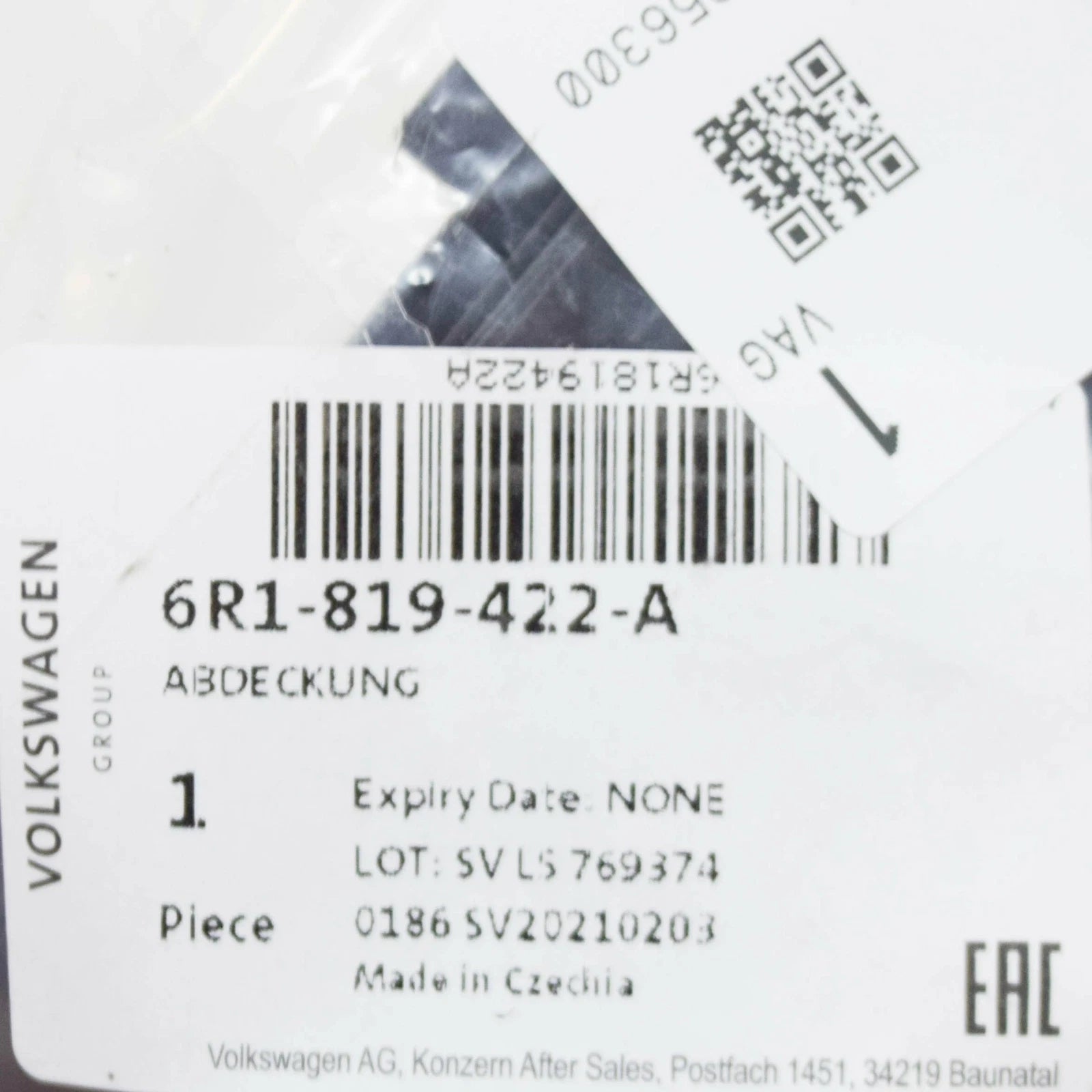 NEW AUDI A1 8X DUST AND POLLEN FILTER COVER LHD 6R1819422A ORIGINAL