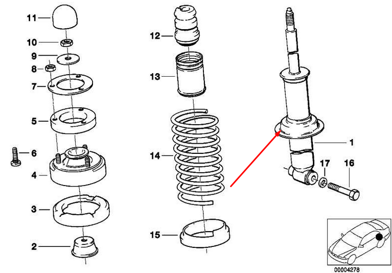 new bmw 5 e34 rear shock absorber 33521092278 1092278 original