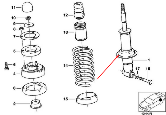 new bmw 5 e34 rear shock absorber 33521092278 1092278 original