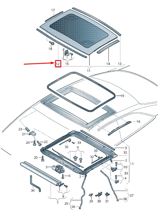 NEW AUDI A5 SPORTBACK 8T FRONT SUNROOF SEAL 8T0877297 ORIGINAL