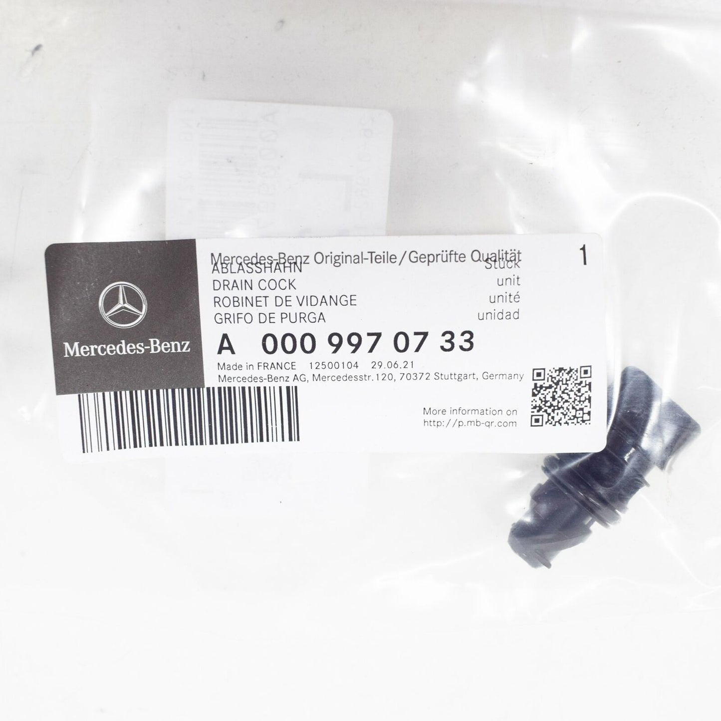 NEW MERCEDES-BENZ E-CLASS W211 RADIATOR DRAIN PLUG A0009970733 ORIGINAL