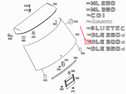 new mercedes-benz ml w166 rear panel door model plate a1668173400 original