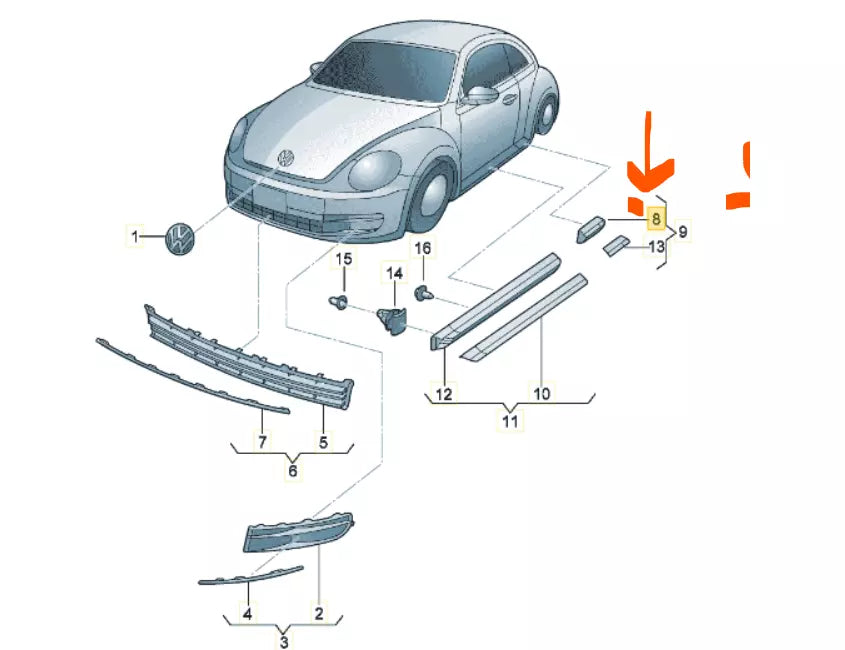 NEW VOLKSWAGEN BEETLE REAR LEFT  SIDE DOOR  MOLDING