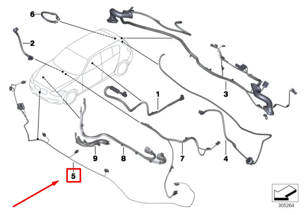 NEW BMW 3 F30, F80 FRONT APRON CABLE 9365043 61129365043 ORIGINAL