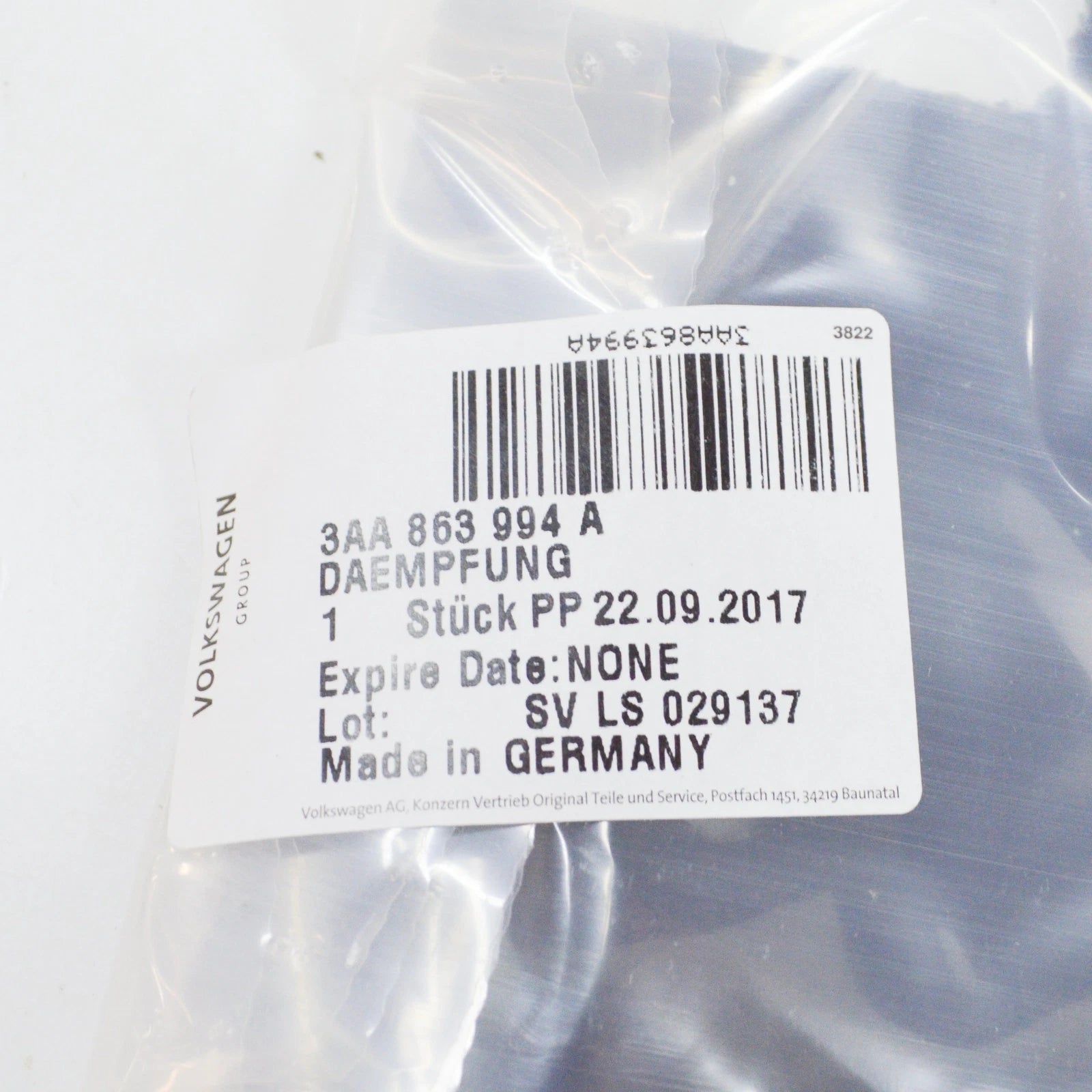 NEW VW PASSAT CC 35 REAR UPPER SOUND ABSORBER 3AA863994A