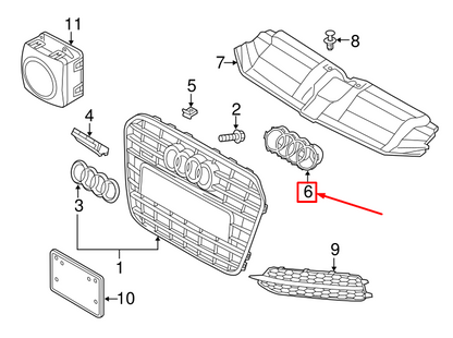 NEW AUDI A6 AVANT C7 FRONT CENTER GRILLE RING HOLDER 4G0853037A ORIGINAL