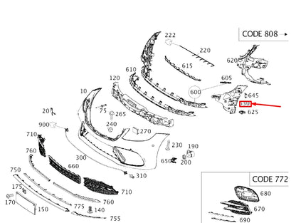 NEW MB S W222 FRONT LEFT OUTER BUMPER BASIC CARRIER A2228856800 ORIGINAL