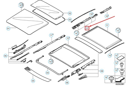NEW BMW X3 E83 SUNROOF REPAIR KIT FOR REAR GLASS 54103454098 ORIGINAL
