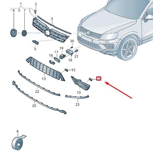 NEW VW TOUAREG 7P MK2 FRONT LEFT GRILLE COVER CAP 7P6854375D041