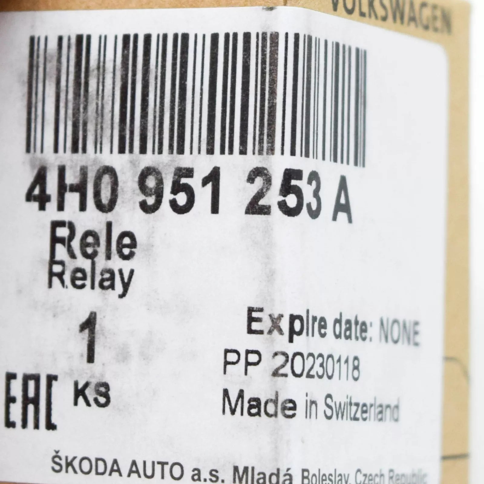 NEW VOLKSWAGEN TOUAREG 7L FUEL PUMP RELAY 4H0951253A 5.0 DIESEL ORIGINAL