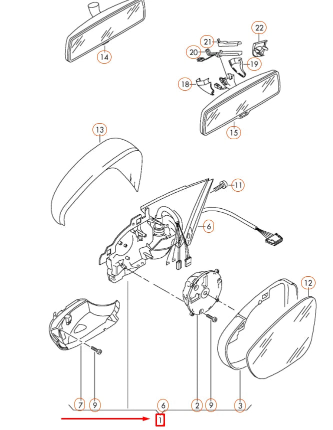 NEW VOLKSWAGEN GOLF MK6 FRONT LEFT DOOR MIRROR ASSEMBLY 5K0857507AD9B9 ORIGINAL
