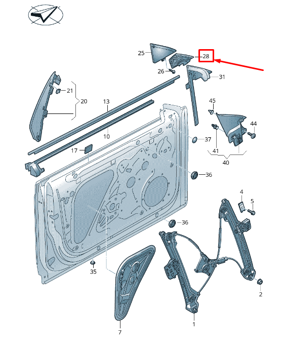 new vw arteon 3h front right inner door seal 3g8867368a original