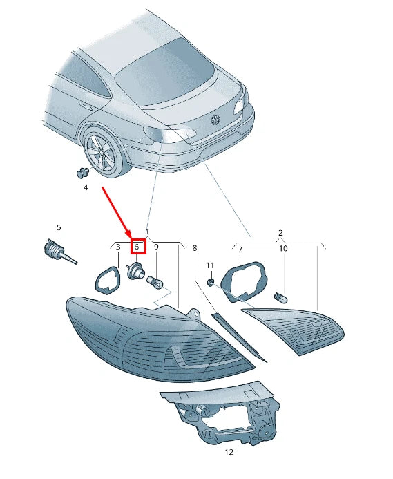 NEW VW CC 35 REAR TAIL LIGHT SOCKET 3C8945331 ORIGINAL