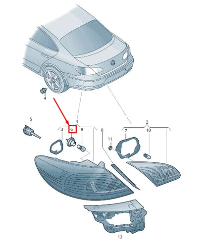 NEW VW CC 35 REAR TAIL LIGHT SOCKET 3C8945331 ORIGINAL