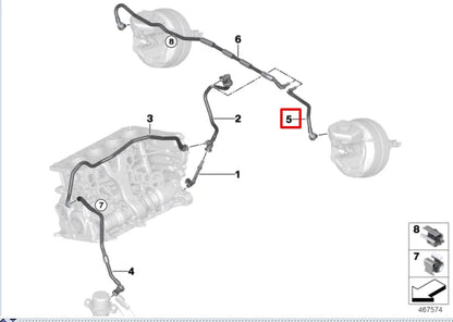 NEW BMW 3 F30 BRAKE SERVO VACUUM LINE 11668635841 ORIGINAL
