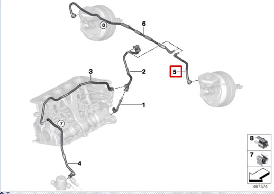 NEW BMW 3 F30 BRAKE SERVO VACUUM LINE 11668635841 ORIGINAL