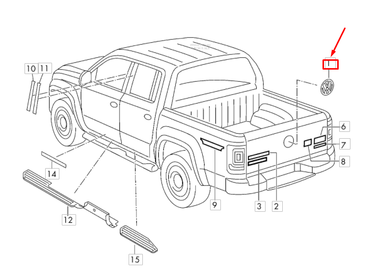NEW VOLKSWAGEN AMAROK REAR EMBLEM BADGE 2H6853630DPJ ORIGINAL