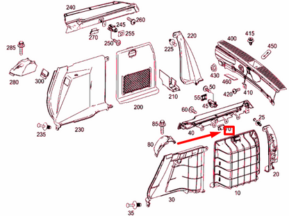 new mb c t-model s204 luggage panelling to body clamp a2119881078 original
